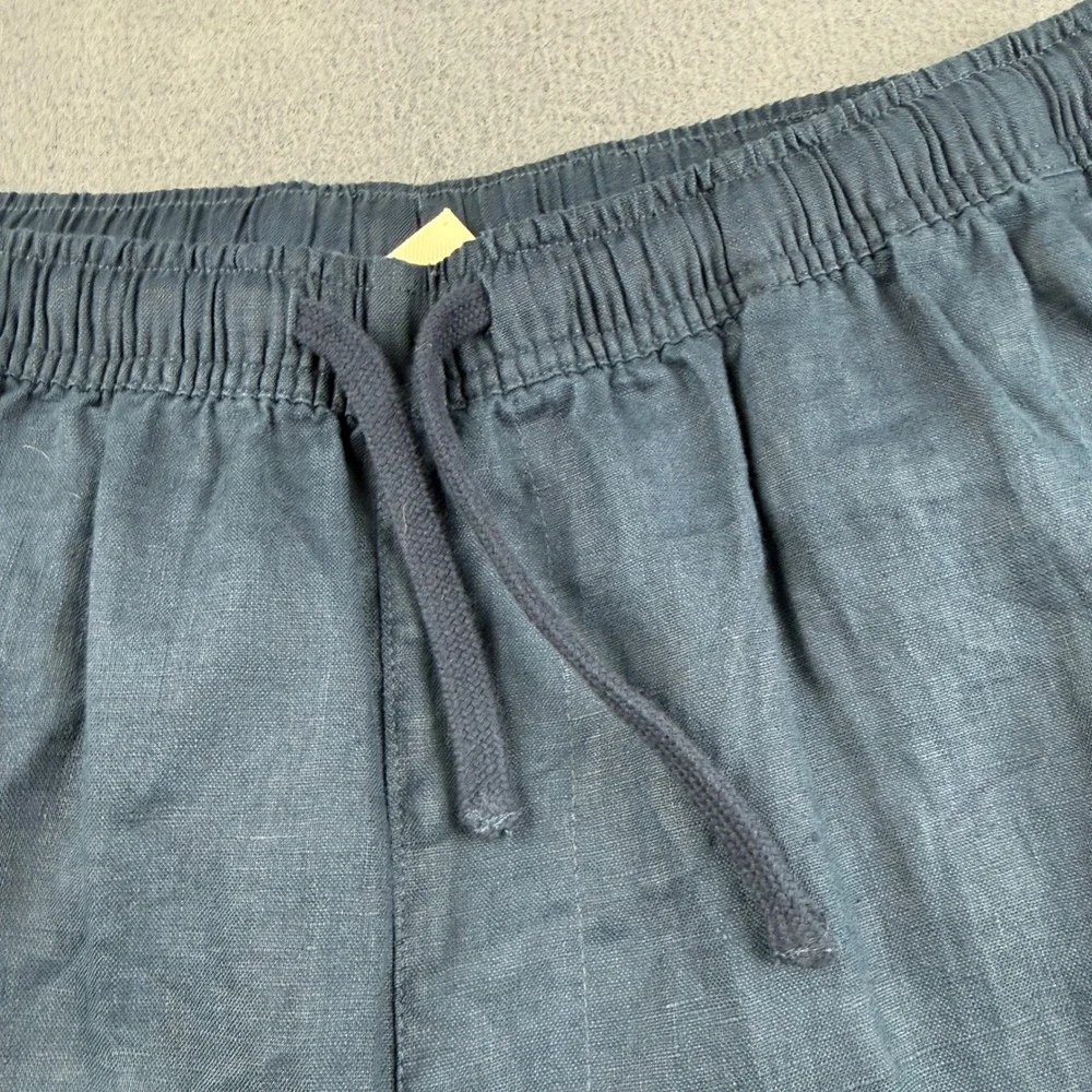 YoungLA Pants Men's S Navy Blue 100% Linen Drawstring Elastic Waist Lightweight